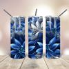 3D Blue Flowers Tumbler wrap Png 20 Oz skinny tapered straight template digital download sublimation graphics  instant download  sublimation.jpg
