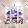 Purple Mountain Landscape 20 Oz Tumbler Watercolor wrap tapered straight template digital download sublimation graphics  instant download.jpg