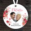 Floral Heart Photo Romantic Gift Round Personalised Hanging Ornament.jpg