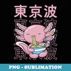 Kawaii Axolotl Eating Ramen Noodles Girls n Anime - Signature Sublimation PNG File
