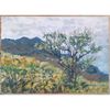 This natural landscape painting depicting a green tree on a slope can be hung in any room, whether residential or office.