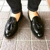 Men's Handmade  Black Leather Formal Tassels loafers.jpg