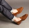 Men's Handmade  Brown Loafers Suede Lace Up derby Shoes.jpg