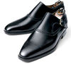 Men's Handmade Black Leather Oxford Brogue Single Buckle Monk Strap Dress Shoes.jpg