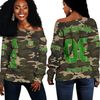 AKA Sorority Camouflage Off Shoulder Sweaters, African Women Off Shoulder For Women