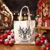 Reindeer Tote Bag, Merry Christmas, Christmas Canvas Bag, Xmas Shoulder Bag, Xmas Party Bag, Xmas Festive Accessories, Holiday Season Gift.jpg