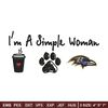 I'm a simple woman coffee paw Baltimore Ravens embroidery design, Ravens embroidery, NFL embroidery, sport embroidery..jpg