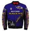 Baltimore Ravens Helmet Bomber Jackets Custom Name, Baltimore Ravens NFL Bomber Jackets, NFL Bomber Jackets
