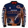 Chicago Bears Helmet Bomber Jackets Custom Name, Chicago Bears NFL Bomber Jackets, NFL Bomber Jackets