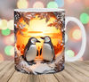 3D Penguin Mug Wrap, 11oz & 15oz Mug Template, Sunset Mug Sublimation Design, Hole In A Wall Mug Wrap Template, Instant Digital Download PNG.jpg