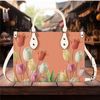 Women Leather PU Handbag Shoulder Bag tote purse Beautiful, cute spring summer Floral flower botanical design pattern gift for Mom.jpg