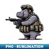 Tactical Hippo - Modern Sublimation PNG File - Perfect for Sublimation Mastery