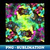 Psychedelic Hippie Square Green Pink and Purple - PNG Sublimation Digital Download