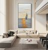 Original Seascape Oil Painting on Canvas, Abstract Sunrise Landscape Painting, Modern Ocean and Sailboat Canvas Wall Art, Nautical Wall Art.jpg