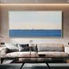 Abstract Seascape Oil Painting on Canvas, Large Original Ocean and Sailboats Canvas Art, Modern Minimalist Nautical Painting for Living Room.jpg
