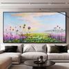 Original Landscape Painting on Canvas, Large Clouds and Flowers Wall Art,Modern lavender Canvas Art,Abstract Blooming Meadow Plants Painting.jpg