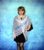 голубой оренбургский пуховый платок, вязаная паутинка, голубая шаль из козьего пуха, накидка невесты.JPG