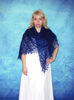 синий вязаный пуховый платок, русская шаль, ажурная расшитая паутинка, тёплый шарф.jpg
