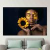 African Woman And Sunflower Wall Art, African Woman Wall Art, Abstract Woman Canvas, African Glass Wall, Gift For Him, Living Room Wall Art,.jpg