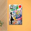Banksy Girl Wall Art, Graffiti Wall Decor, Red Balloon Wall Art, Gift For Him, 3D Canvas Art, Tempered Glass, Framed Wall Art, Holiday Decor.jpg