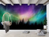 Decor For Wall, Removable Wallpaper, Canadian Forest Wall Paper, Landscape Wall Paper, Wall Decals, Aurora Borealis Landscape Mural,.jpg