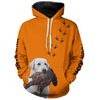 White Labs Dog Pheasant Hunting Blaze Orange Hoodie 3D, Personalized All Over Print Hoodie 3D