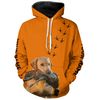 Yellow Labs Dog Pheasant Hunting Blaze Orange Hoodie 3D, Personalized All Over Print Hoodie 3D