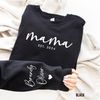 Custom Mama Sweatshirt with Children Name on Sleeve, Personalized Mama Sweatshirt, Mothers Day Shirt, Gift for Mom, Minimalist Mama Apparel.jpg