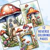 Fantasy Mushroom Village Reverse Coloring Pages 1.jpg