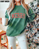 Retro Merry Comfort Colors Sweatshirt, Retro Merry Christmas Oversized Crewneck, Oversized Holiday Sweater.jpg