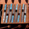 Handmade kitchen knives 8 piece Steak Knives, HandForge chef knives, BBQ knives, best gift for him and her, Christmas Gift (2).PNG