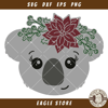 Christmas Koala Svg, Koala with Flowers Svg.jpg