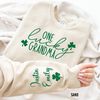 One Lucky Grandma Sweatshirt with Children Name on Sleeve, Custom St Patrick's Day Sweatshirt, St Patrick's Shirt,Shamrock Irish Long Sleeve.jpg