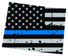 Distressed Thin Blue Line Wyoming State Shaped Subdued US Flag Sticker Self Adhesive Vinyl police WY - C3953.png