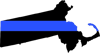 Massachusetts State Shaped The Thin Blue Line Sticker Self Adhesive Vinyl police support MA V2 - C3444.png