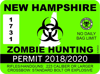 New Hampshire Zombie Hunting Permit Sticker Self Adhesive Vinyl outbreak response team - C159.png