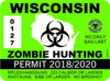 Wisconsin Zombie Hunting Permit Sticker Self Adhesive Vinyl outbreak response team - C095.png