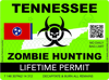 Zombie Tennessee State Hunting Permit Sticker Self Adhesive Vinyl TN - C3000.png