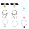 Diy Jewelry Goth Black Velvet Big Heart Pendant Choker Necklace for Women Elegant Weave Knotted.jpg