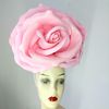 Large pink rose wedding fascinator Kentucky Derby hat,.jpg