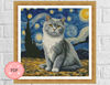 The Starry Night Painting With Gray Cat5.jpg