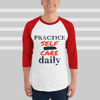 Mental health, Practice self-care daily, retro mental health 3/4 sleeve raglan shirt