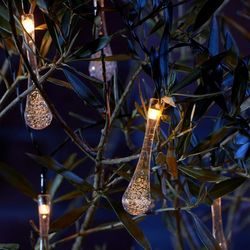 enchanting led teardrop water drop lights, magical forest string lights, solar-powered & waterproof, 19.6ft