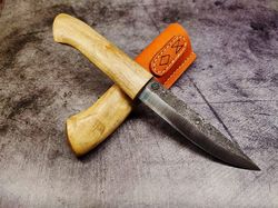 Forged Yakutian Mansi Bushcraft knife with wooden case
