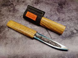 Forged Yakutian Yakut Bushcraft knife with wooden case oak wood