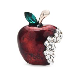 Apple brooch, Enamel fruit jewelry pin, Statement gift for woman,