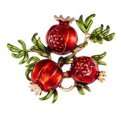Pomegranate brooch, Red enamel statement  fruit pin, Jewelry for woman, Gift for girlfriend, Casual