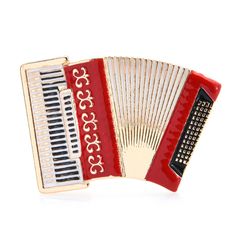 Accordion brooch, Red or blue music jewelry, Cool accessories gift
