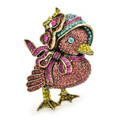 Cartoon duck brooch, Statement pin, Cute fashion jewelry, Bird lover gift