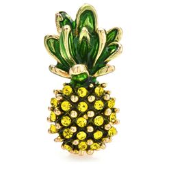 Pineapple brooch, Lovly sparkling fruit jewelry, Gift for woman, Yellow, Small size pin